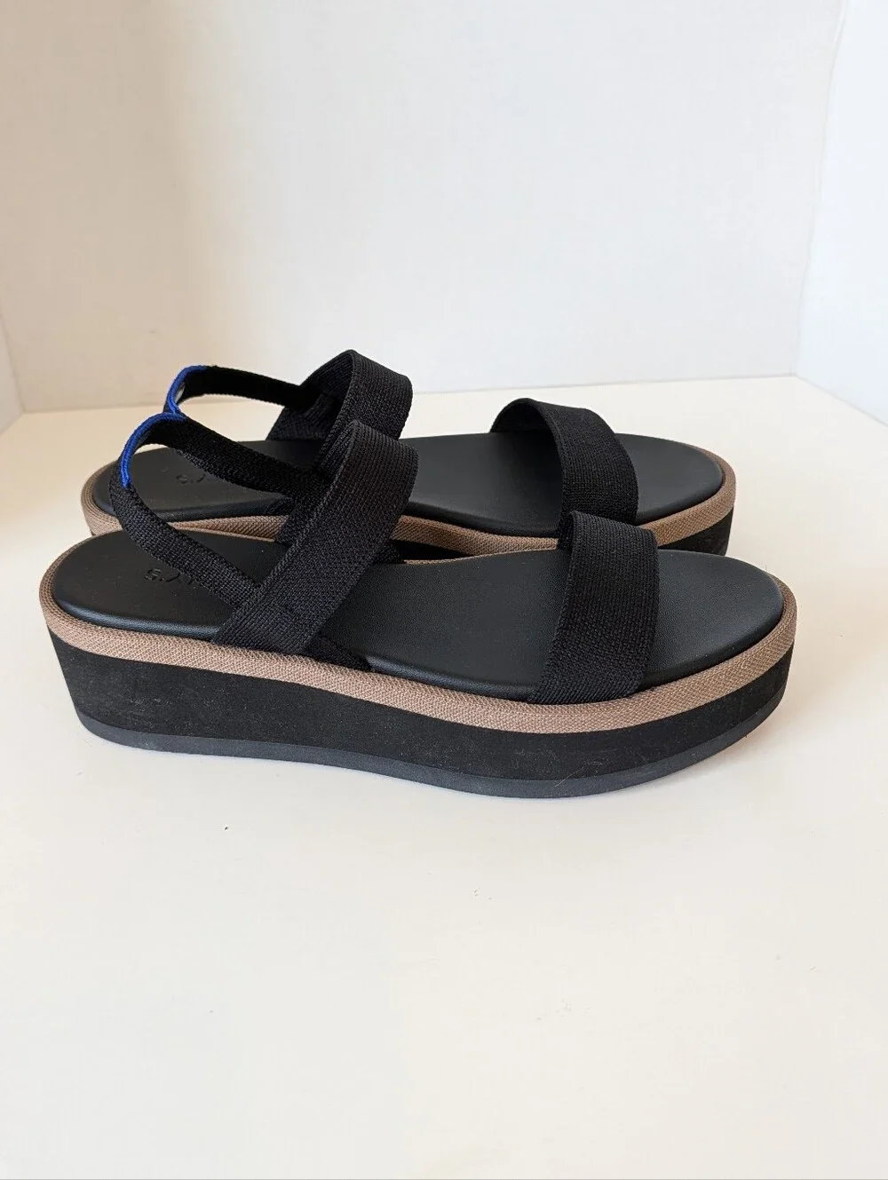 Rothy's The Lightweight Wedge Black Platform Sandals